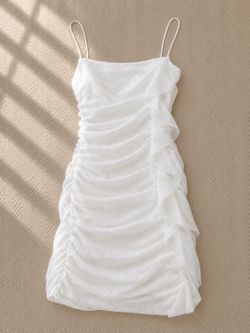 Windsor White Glitter Ruched Mini Dress