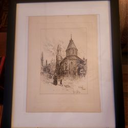 Late 1800's Etching Temple Church