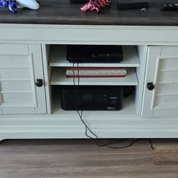 Laurel 54" TV Stand – White & Gray (Storage)