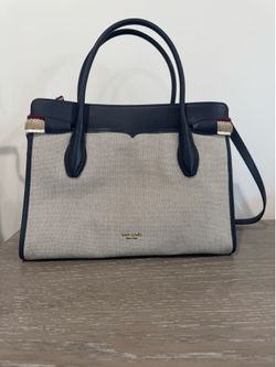 Kate Spade Navy & Cream Canvas Satchel