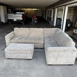 Gray Sectional Couch Sofa W ottoman