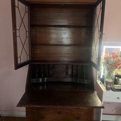 antique Chippendale-style mahogany secretary desk
