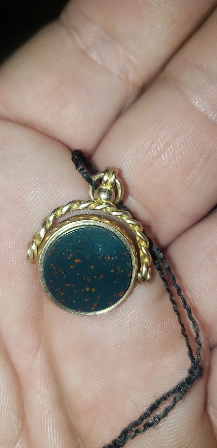 Antique Carnelian Bloodstone Spinner Fob Charm Necklace