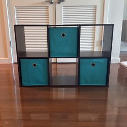 Six Cubicle Shelf With 3 Fabric Drawers