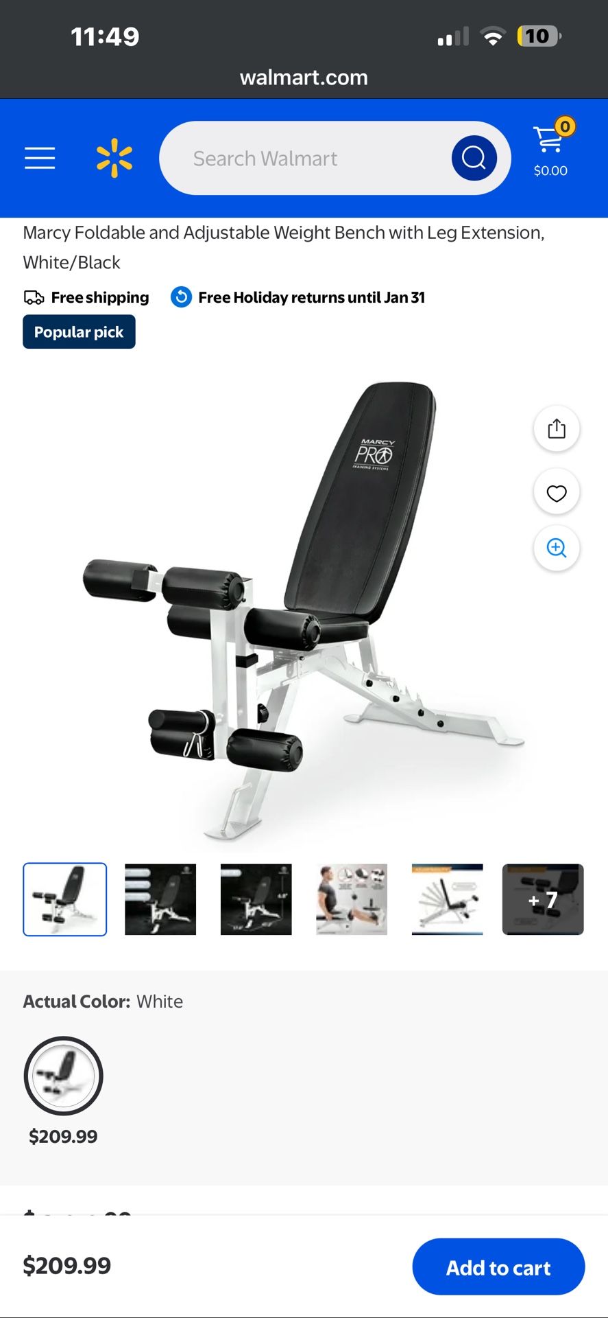Marcy Foldable and Adjustable Weight Bench with Leg Extension,
