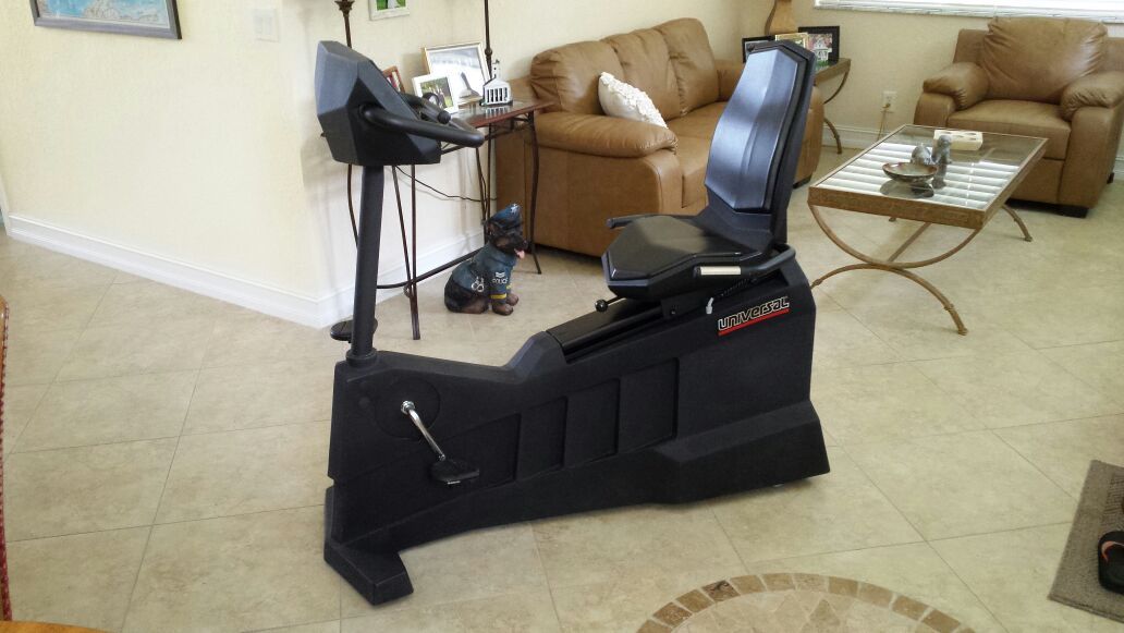 Universal Aerobicycle recumbent bike. This is the one used in gyms, very durable and in excellent condition. $250 or BO