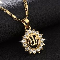 New Womens Men’s Unisex Gold Allah pendent With Chain Necklace 