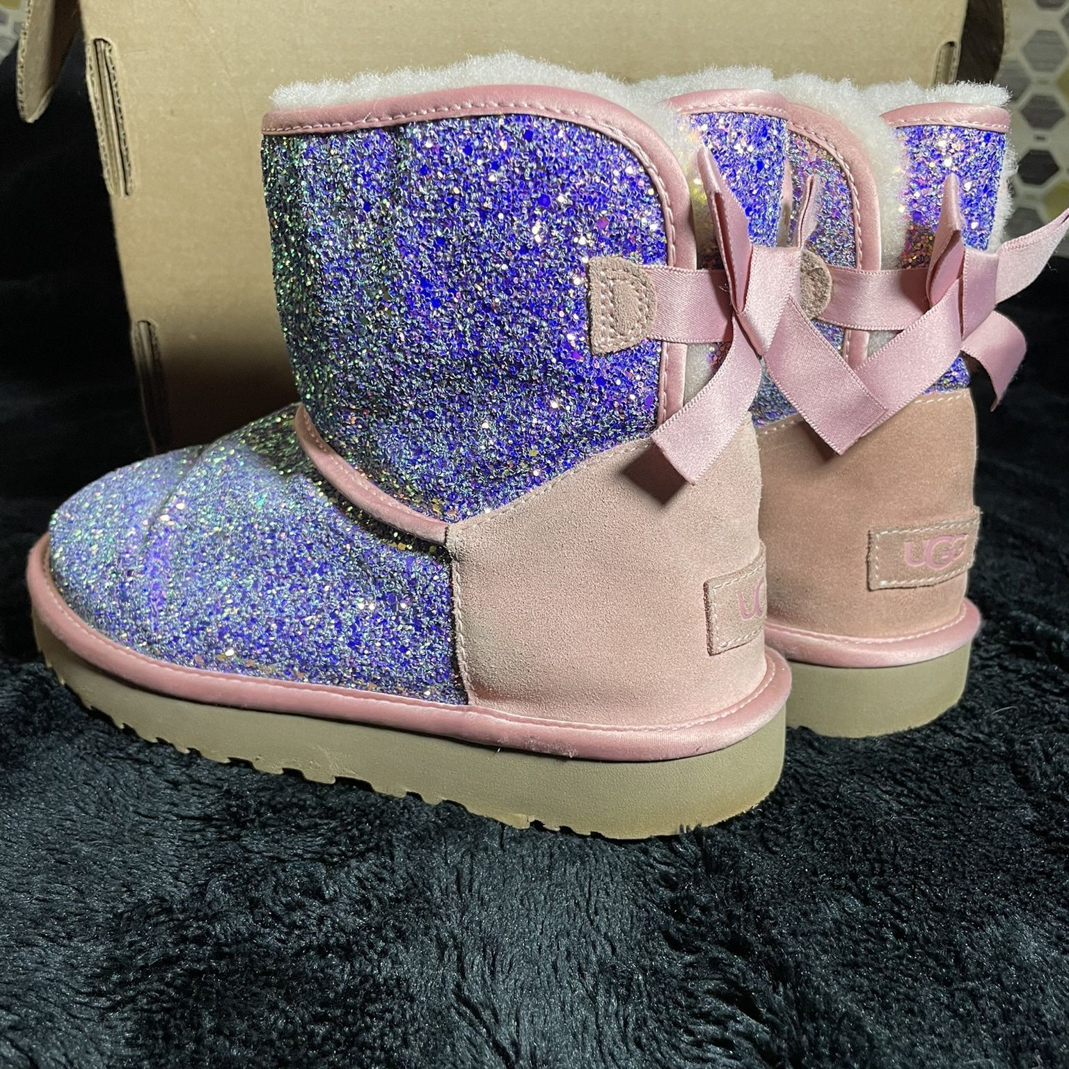 Ugg Women’s Pink/Purple Chameleon Sequined Boots 9