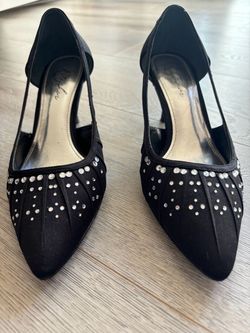 Black rhinestone heels sz 7 1/2