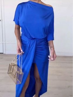 Royal Blue One-Shoulder Midi Dress