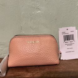Coach Mini Cosmetics Case/coin Bag In Blush Pink 