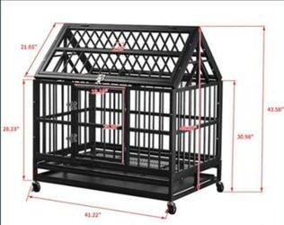 Ainfox 42 in. Heavy Duty Crate, Indestructible Dog Crates Medium Dog. Escape Proof cage Kennel Lockable Wheels. Retails Around $300 with Taxes!