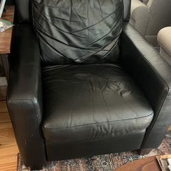 Leather Ottoman & Chair 