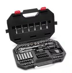 Husky 94-Piece SAE/Metric Mechanics Tool Set for 1/4 in. and 3/8 in. Drive with Case @595