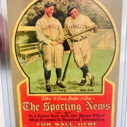 Lou Gehrig & Babe Ruth “The Sporting News” Autographed Card