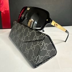 Black & Gold Rectangle Sunglasses – Bold & Stylish