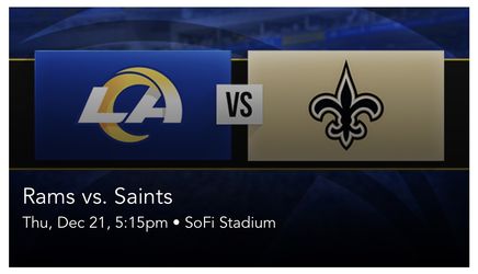 Rams Vs Saints December 21 TNF Section 313 Aisle Seats