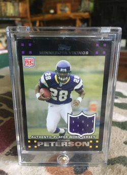 Mint 2007 Topps Adrian Peterson Rookie Game Worn Jersey Card