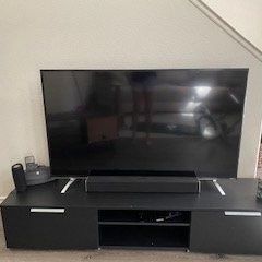 TV STAND (CONSOLE) 2 DRAWER 2 SHELF BLACK MATTE