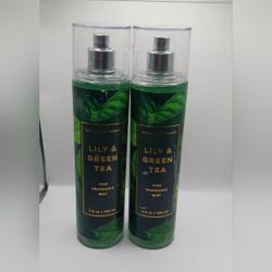 Bath and Body Works Lily & Green Tea Fine Fragrance Mist,  2- 8 Fl.Oz. Bottles