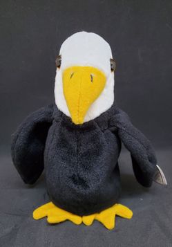 Vintage 1990's "baldy" the eagle ty beanie baby 5th generation with PVC pellets like new located in palm springs ca perfect