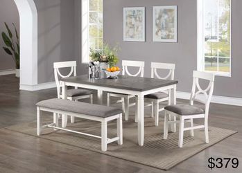 Dining table set with bench