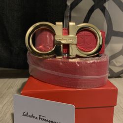 Gold Ferragamo Buckle Vampire Red Belt