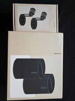 Sonos Era 100 Pro - 2 Pack, Black + Wall Mount Pair, NEW IN BOX, SEALED
