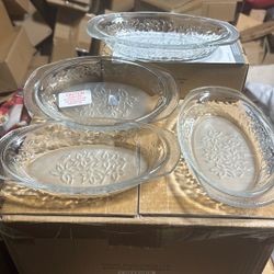 Set De 4 Platos De Fantasia Ovalados  Para Ensalada Princess House Nuevos No Caja Precio Firme 40