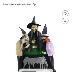 Animatronic Sister Witches Stirring Pot Talks And Moves Halloween Decor Eyes Light Up $250 Obo