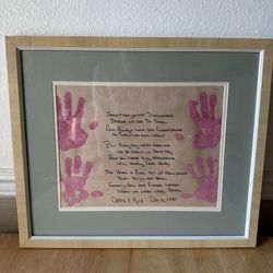 Framed Handprint Poem – Dated 1980 – Sentimental Keepsake