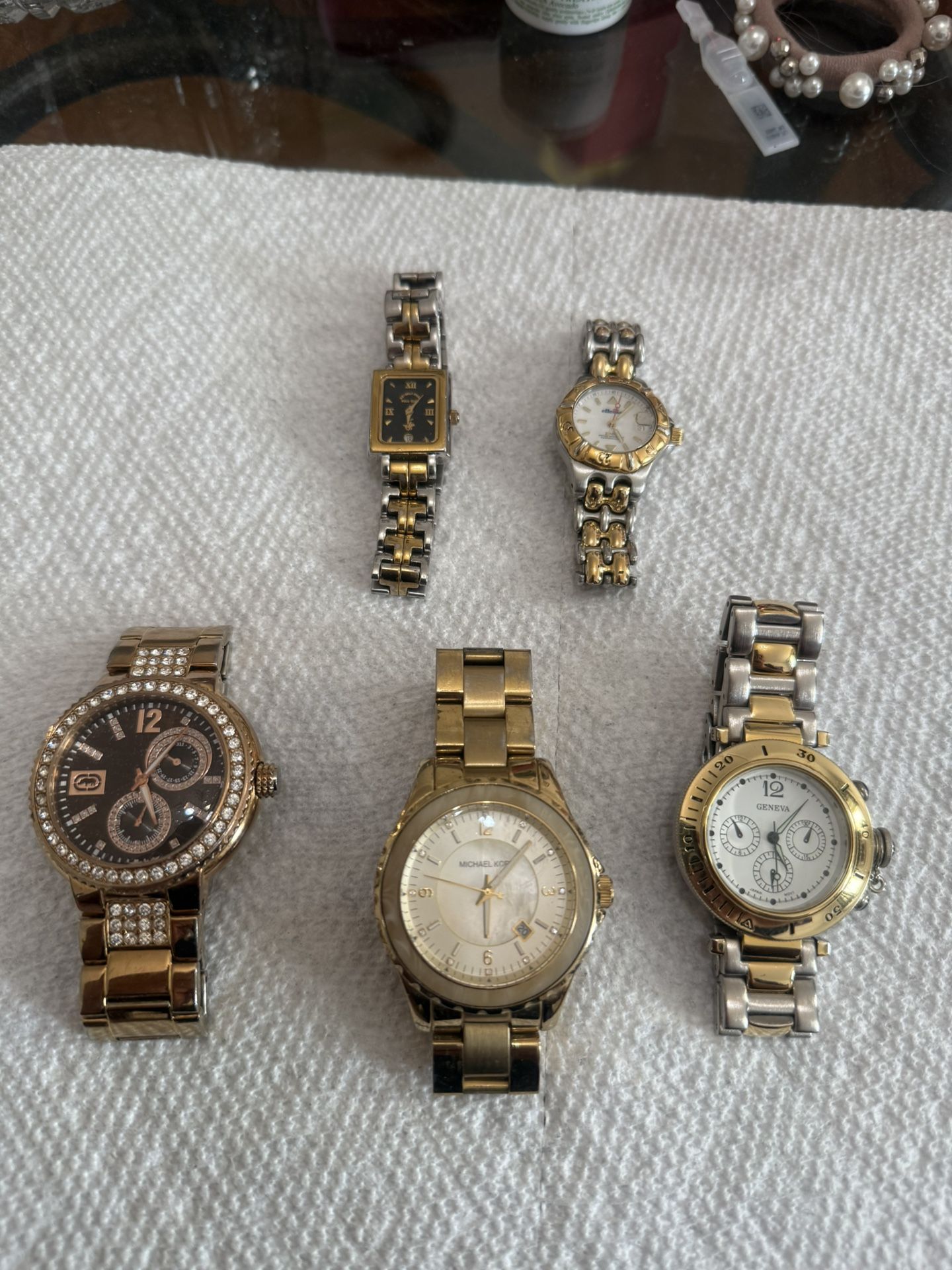 Lot Of 5 Stainless Still Woman’s Watches All Working Michael Kors,Polo,Ellesse
