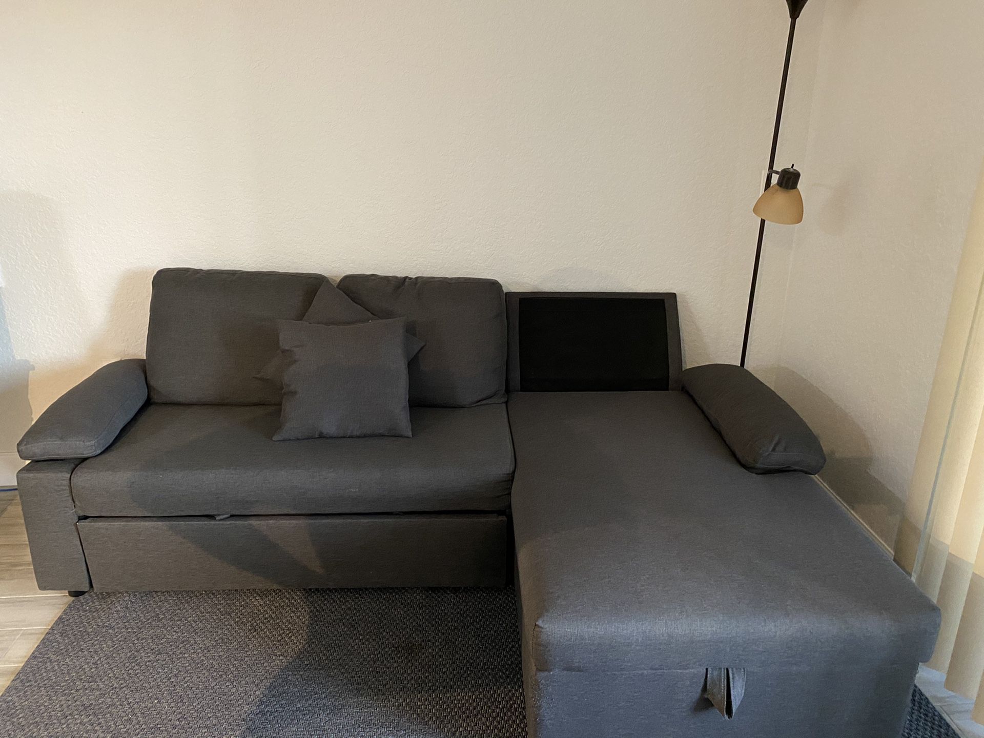 Grey L-Shape Couch with Trunk Space (Free)
