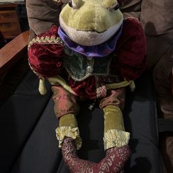 Vintage Large 28" Frog Prince Jester Plush Poseable Figure Ornate Toy Rare! EUC