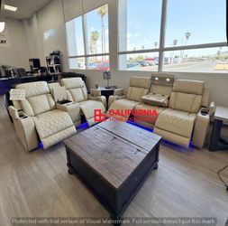 Beautiful gorgeous modern comfortable power recliner sofa set with wireless chrging and lights