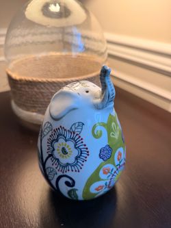 Ceramic Elephant Figurine Floral Design