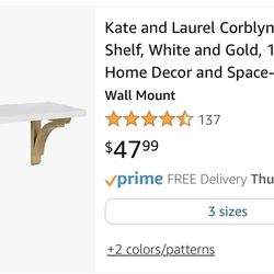 White Shelves With Gold Brackets