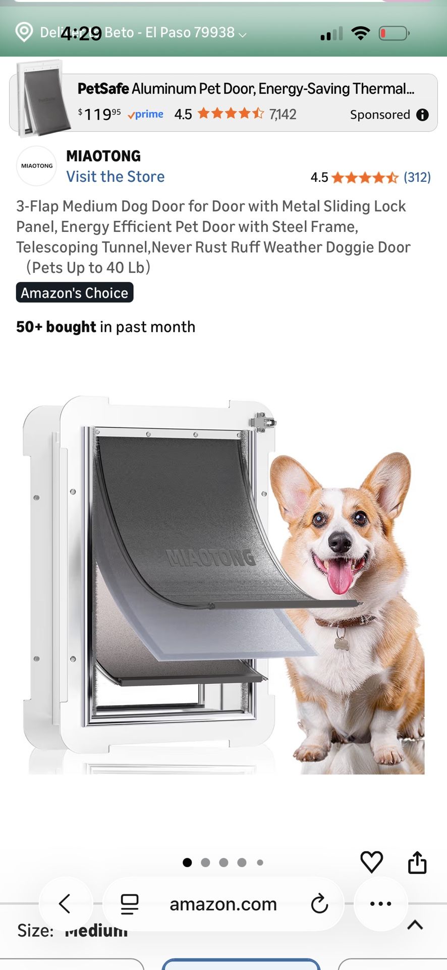 Pet Door Medium For Door Installation