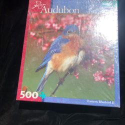NIP Audubon Eastern Bluebird II Puzzle. 500 Pieces. Superior Craftsmanship. Made in USA