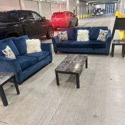 Nice Blue Living Room Set