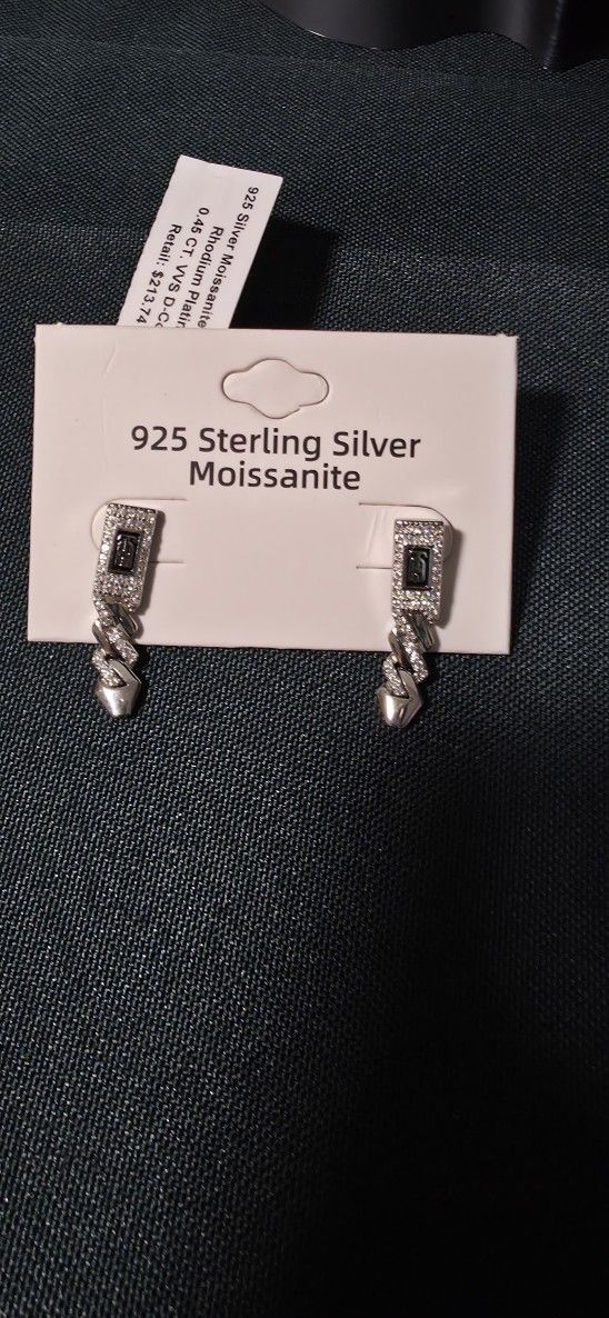 Dazzling 0.45 CTW Moissanite Dangle Earrings - 925 Silver