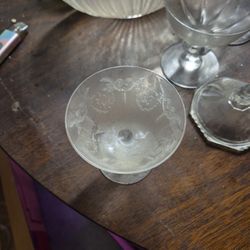 etched glass compote or tall sherbet dish