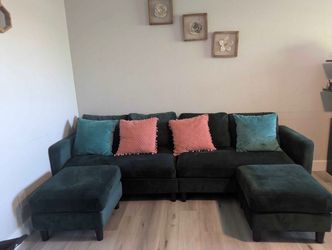 Green velvet sofa couch