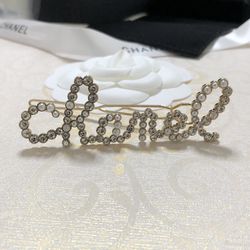 Chanel Logo Diamond Hair Clips CC Gold Hairpins Barrettes Pearl