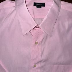 J Crew Pink Striped Dress Shirt Men Size XL (17 36) Classic Fit Business Casual