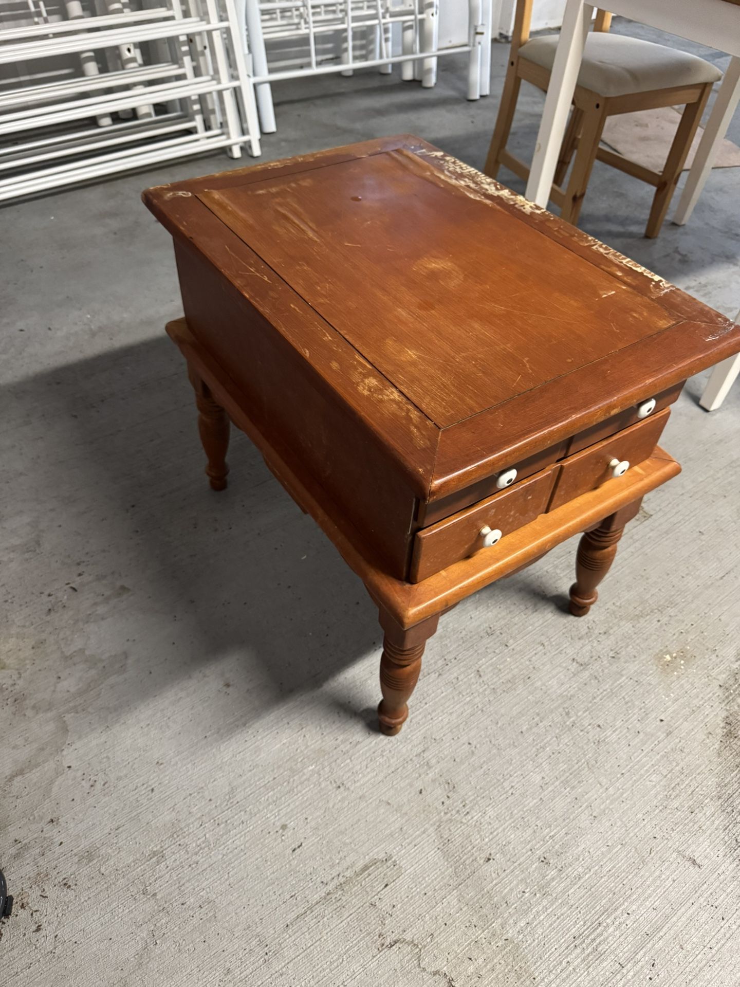 Small Wood Table with 2 Drawers