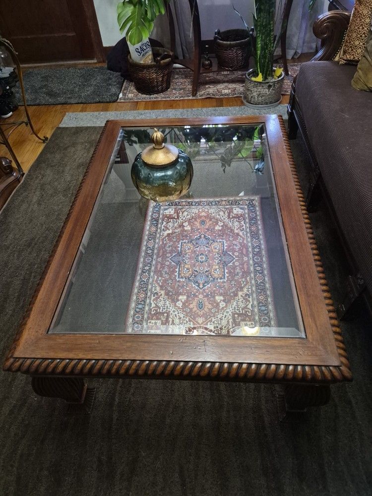 Glass Coffee Table and End Tables