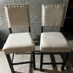 2-Rustic Wooden Counter Height Dining Chairs