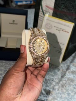 BUSTDOWN gold ap watch passes tester Moissanite