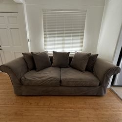 Modern Sofa – Removable Gray Cover, White Couch Base